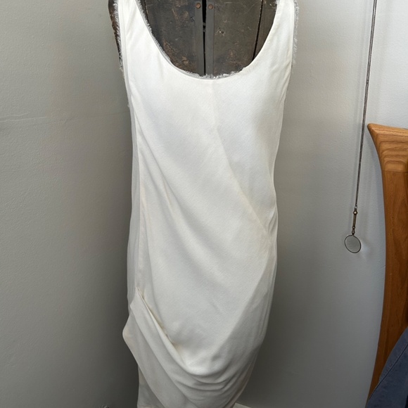Ivory Helmut Lang Asymmetrical Draped Dress and Matching Jacket - Picture 3 of 16